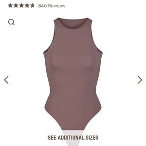Skims high neck bodysuit in the color umber